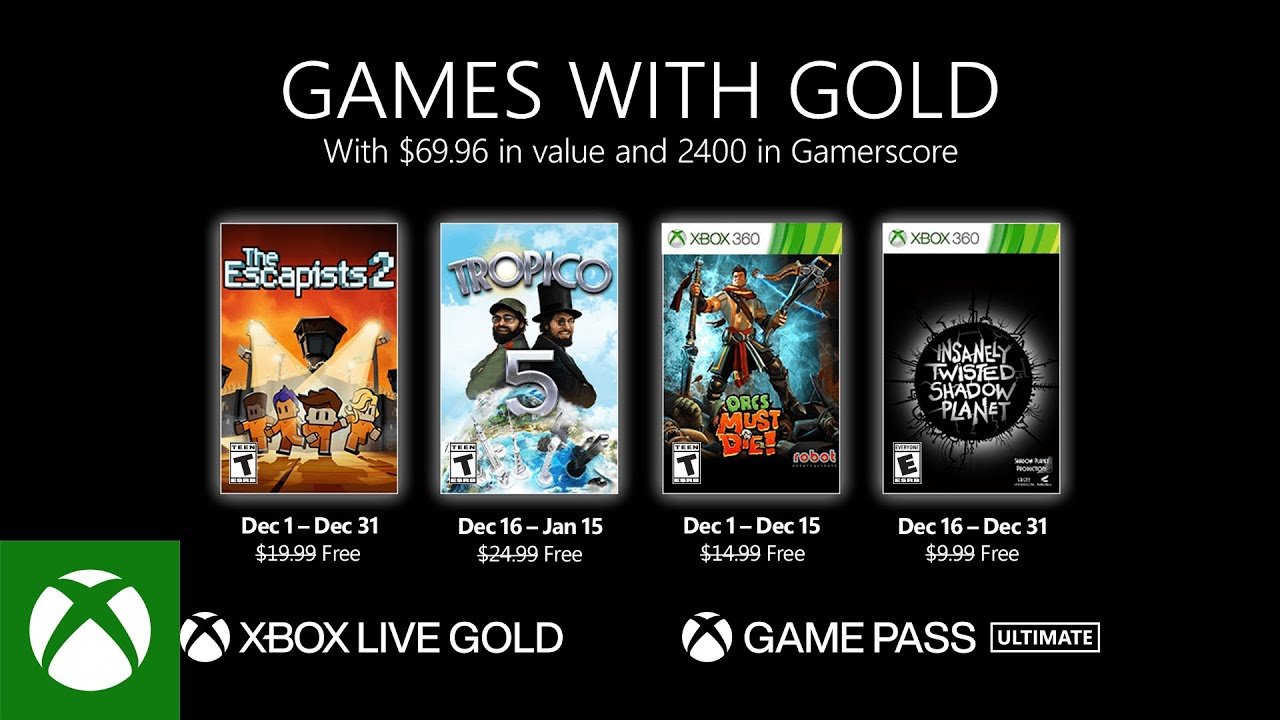 Игры для подписчиков Xbox Live Gold в декабре 2021