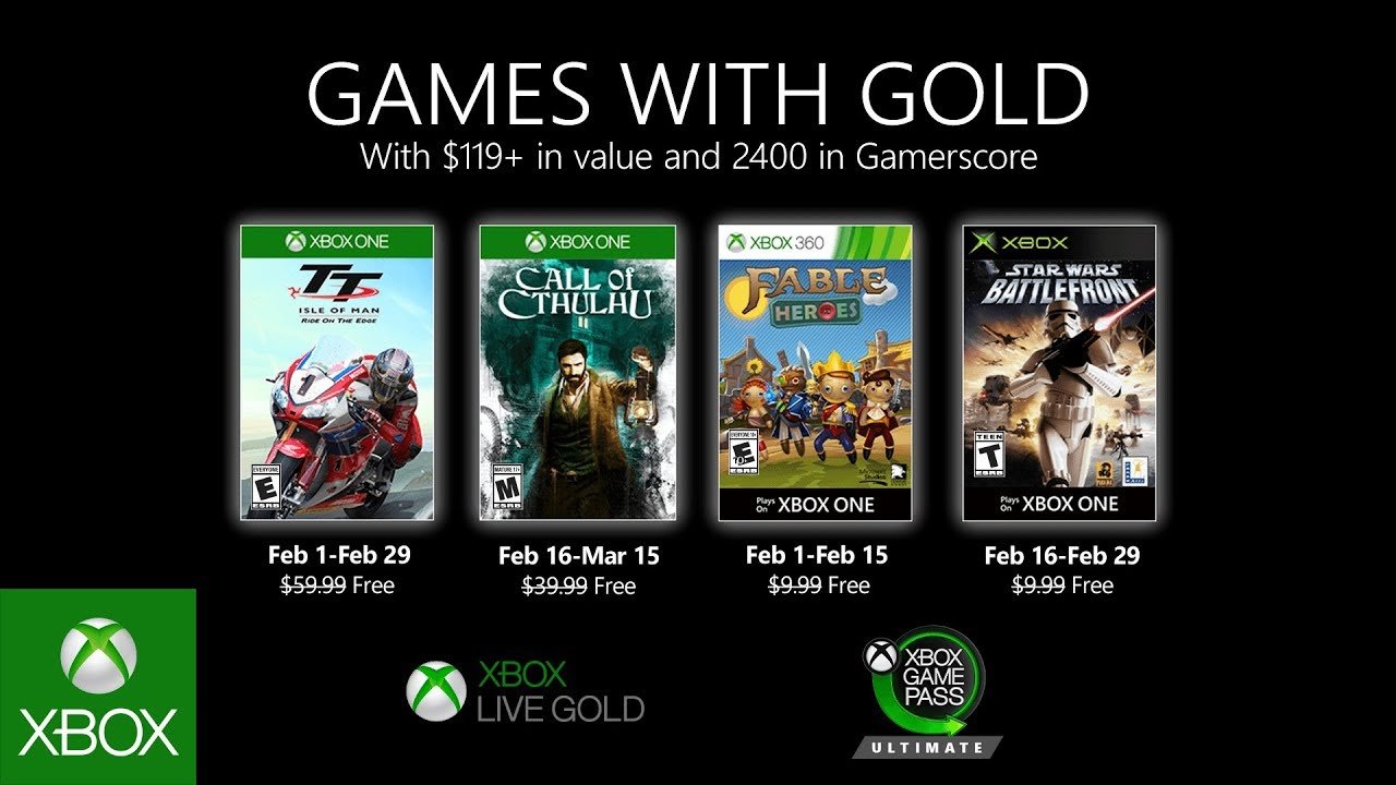 Игры для подписчиков Xbox Live Gold в феврале 2020