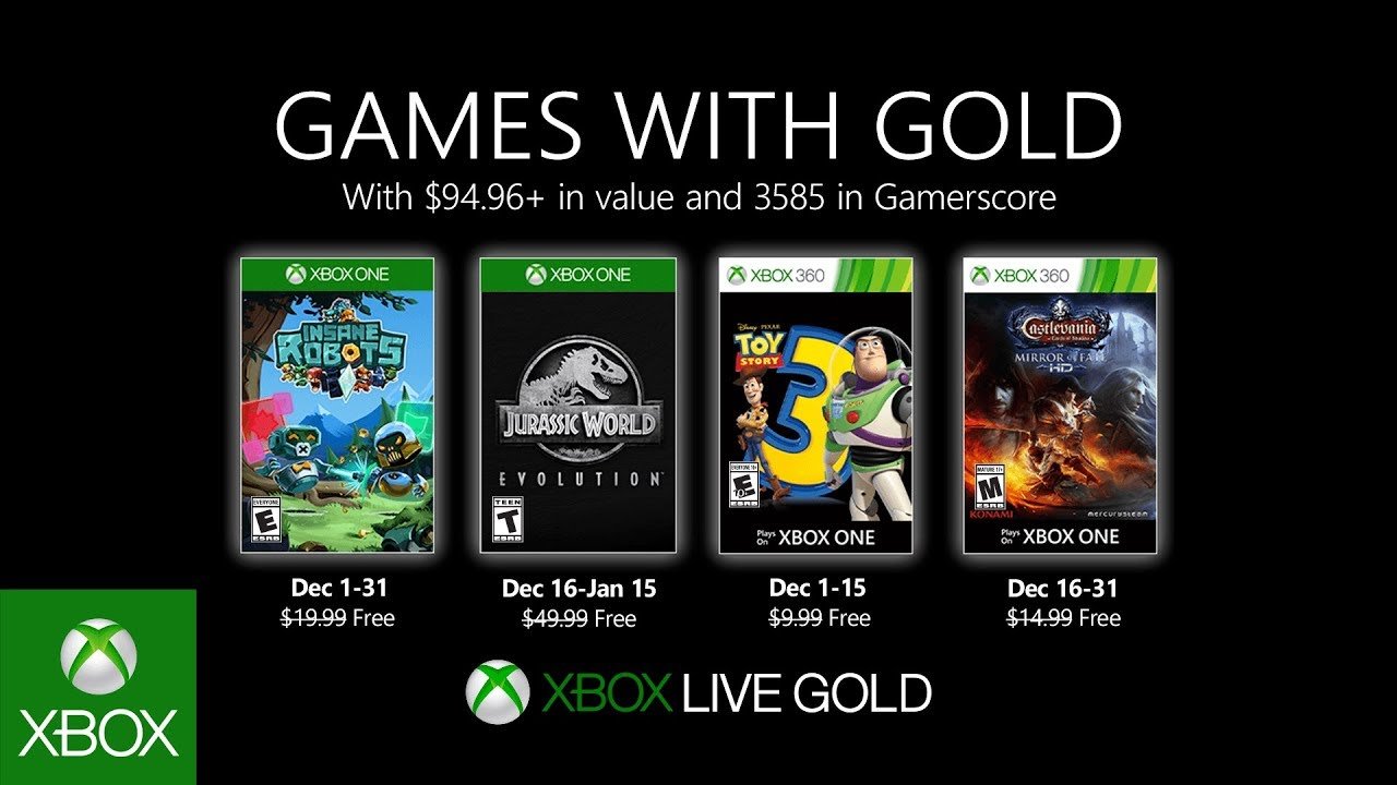 Список игр для подписчиков Xbox Live Gold в декабре 2019