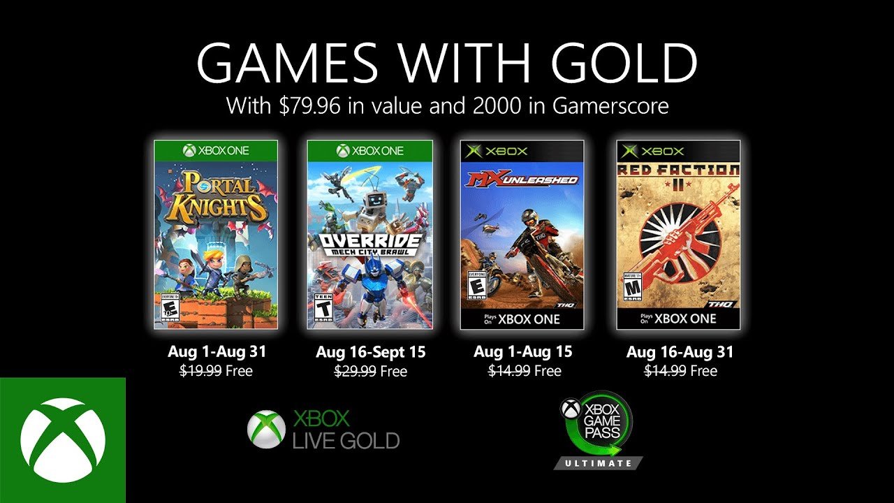 Список игр для подписчиков Xbox Live Gold в августе 2020